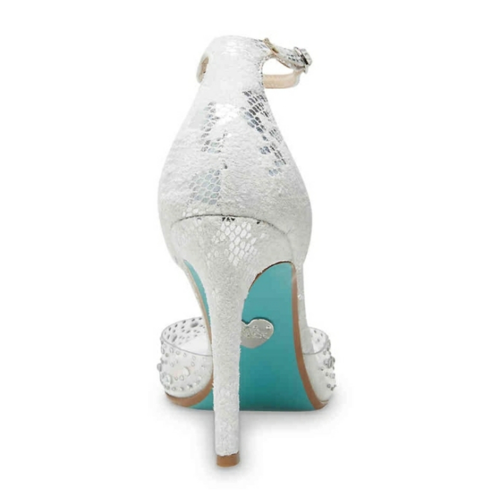 NIB Betsey Johnson Silver Snake Rhinestone heels - Picture 4 of 5